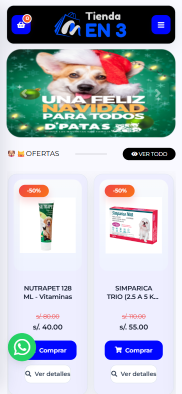Vista móvil de la tienda StoreIn3